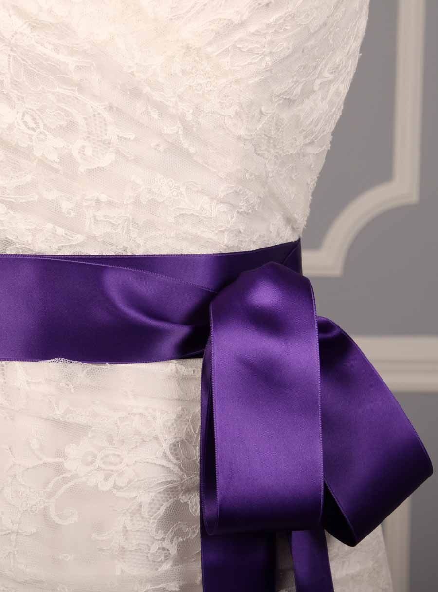 Royal Purple Double Faced Satin Ribbon Sash On Sale - Your Dream Dress