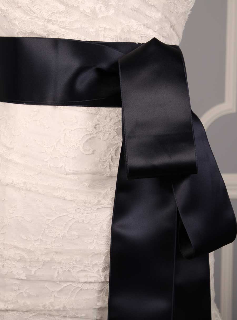 Midnight Blue Double Faced Satin Ribbon Sash on Sale - Your Dream Dress