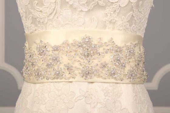 B518 Ivory Embellished Bridal Sash
