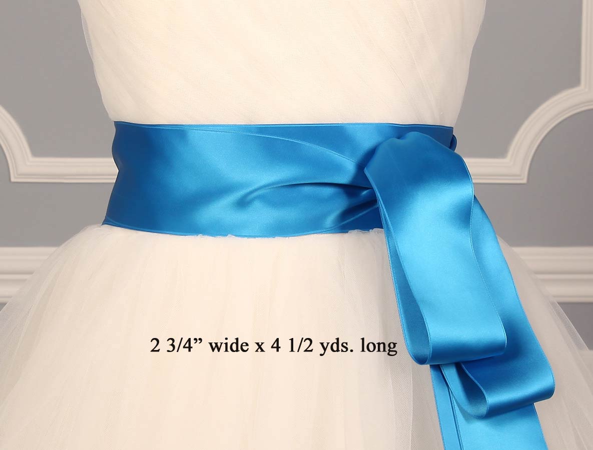 Marine Blue Double Faced Satin Ribbon Sash - Your Dream Dress