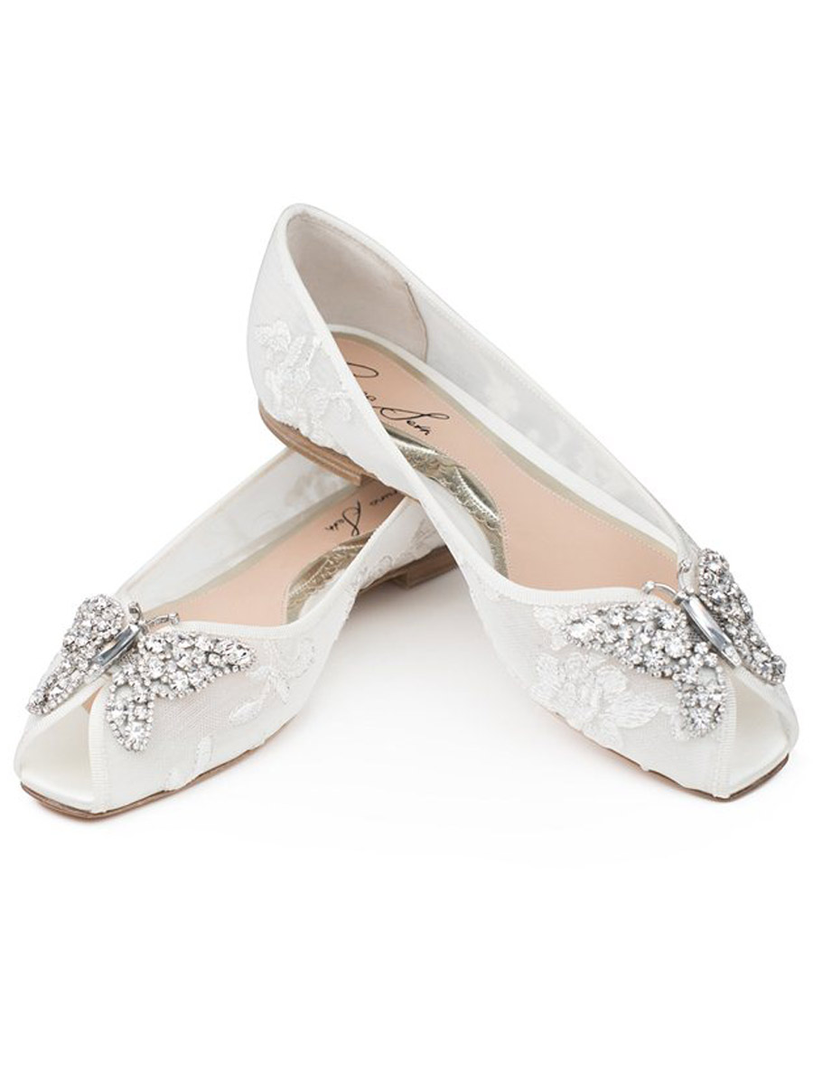 White Peep Toe Flat Shoes | stickhealthcare.co.uk