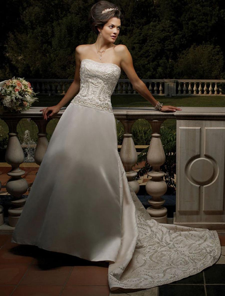 plunge neck lace dress Simple A-line V-neck Open Back Long Sleeves Lace Wedding Dresses with  Split,MW410