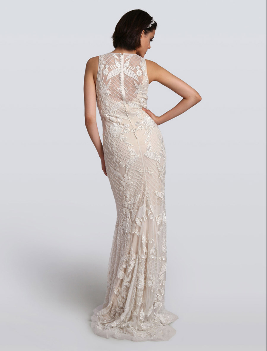 Carmen Marc Valvo Evelyn C90071 Wedding Dress Size 8, view 2
