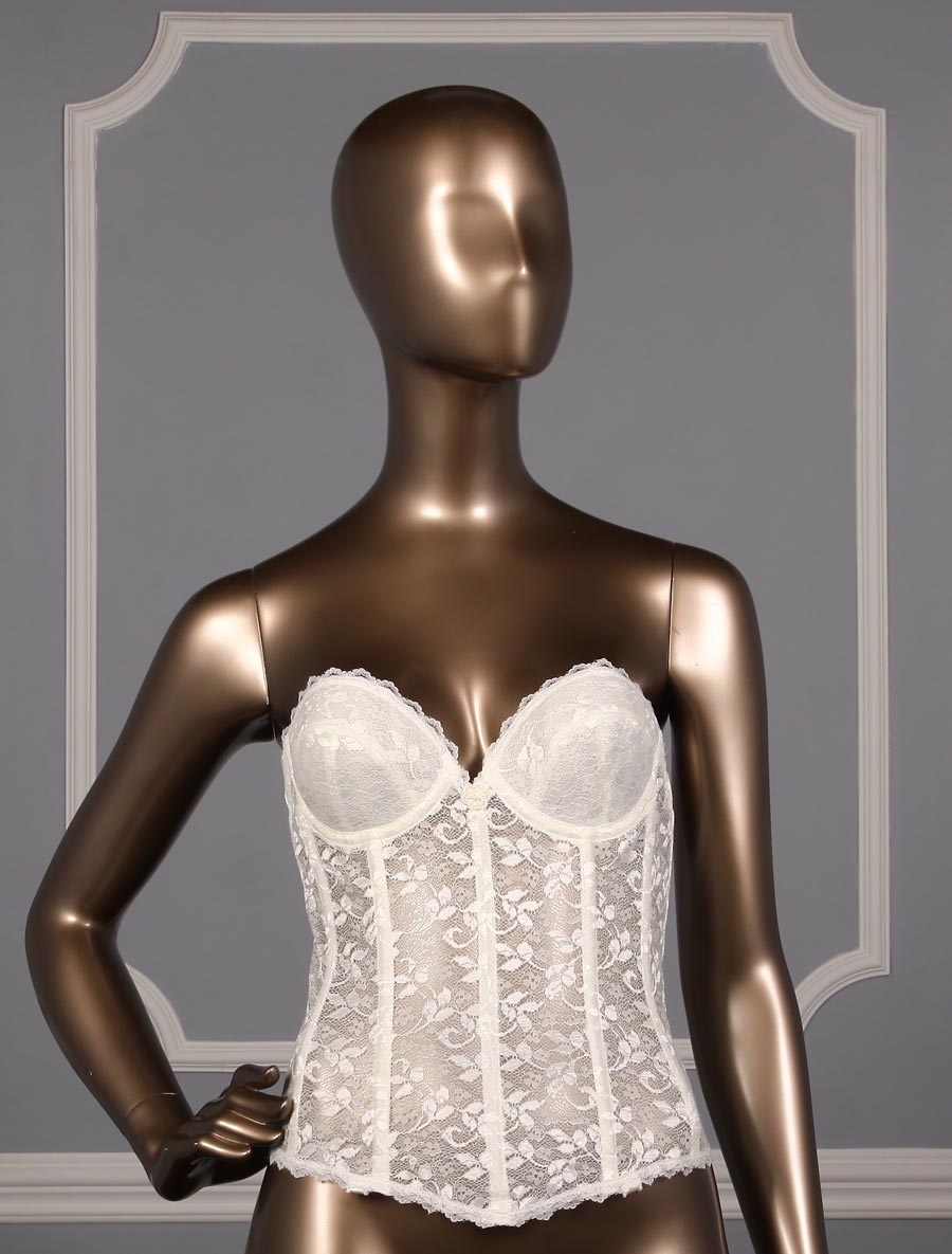 white christmas dresses Designer Sheer Corset Lace Ivory Strapless A-Line Spring Wedding Dress main image 1