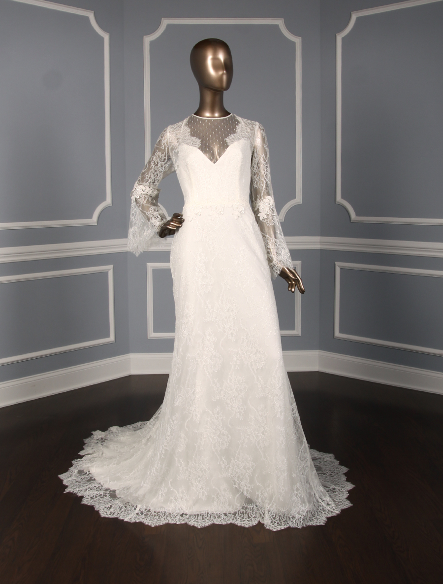 INMACULADA GARCIA Rubi Ivory Sheer Illusion Lace Wedding Dress Long Sleeve Gown