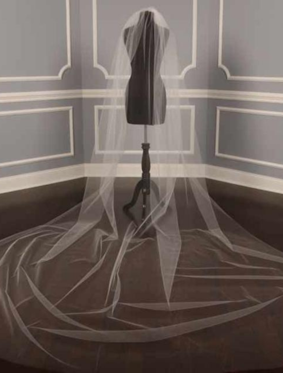 S1200VL cathedral length diamond white bridal veil
